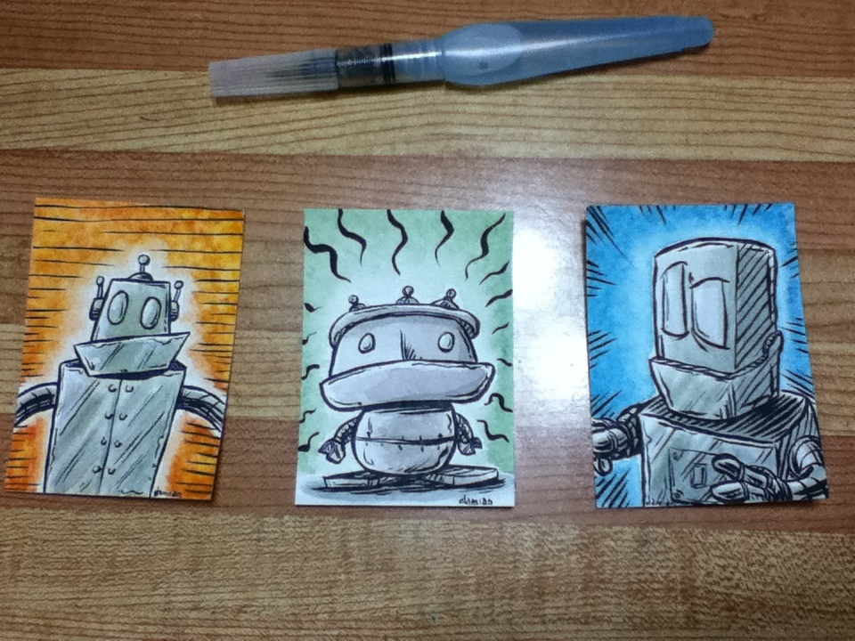 les robots trois – (watercolour)
